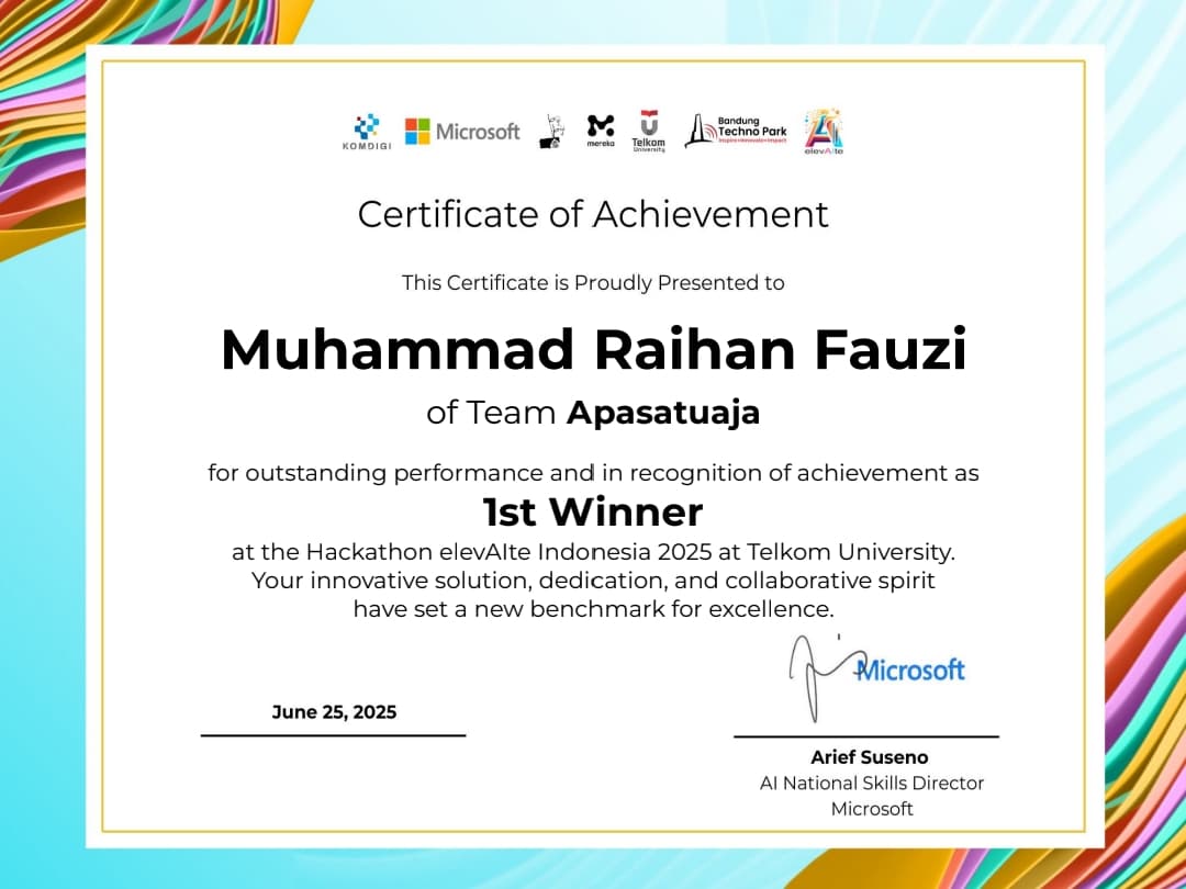 1st Place in Microsoft ElevAIte Hackathon 2025 Hub Telkom University