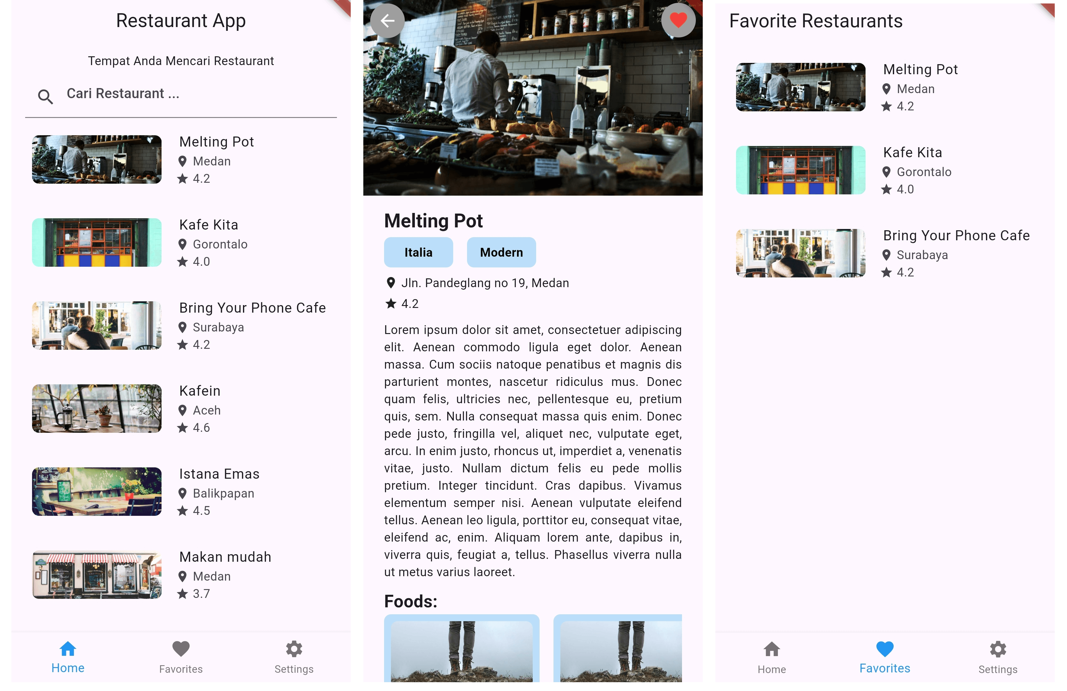 Restaurant List App